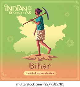 Granjero de Bihar - Una vibrante ilustración vectorial que ilustra la resiliencia y el duro trabajo de la agricultura india