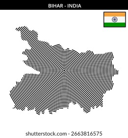 Geografía de Bihar mostrada con círculos concéntricos