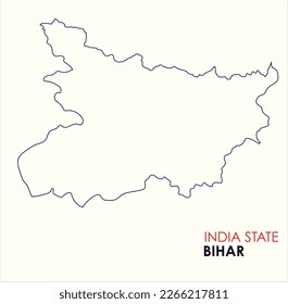 Bihar, India, vector map,  High detailed silhouette illustration. Map of Bihar, Outline Map of Indian State Bihar.