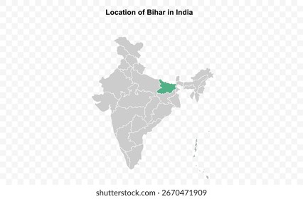 Bihar map closeup, Indian states, suitable for education, business, presentations, print, web use, and creative geographic projects. Indian union territory.