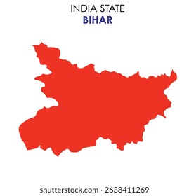 Bihar state map of India. Bihar map vector illustration. Bihar vector map on white background. 