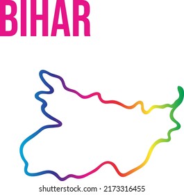 Bihar state rainbow gradient linear hand drawn map