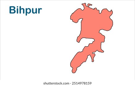 Mapa da subdivisão de Bihpur, Distrito de Bhagalpur, Estado de Bihar, República da Índia, Governo de Bihar, território indiano, Índia oriental, política, aldeia, turismo