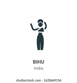 Bihu glyph icon vector on white background. Flat vector bihu icon symbol sign from modern india collection for mobile concept and web apps design.