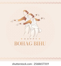 Bihu, the religious Indian Assamese New Year festival. Bihu design elements with Happy Bihu typography