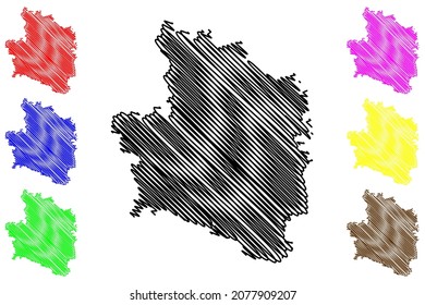 Distrito de Bijapur (Estado de Karnataka, República de la India, División de Belgaum) mapa de ilustración vectorial, dibujo de garrapatas mapa de Vijayapura