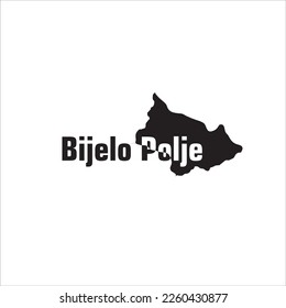 Bijelo Polje map and black lettering design on white background