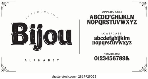Bijou Elegant Decorative Serif Font With Vintage Retro Outline Style For Luxury Branding Designs