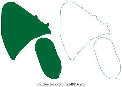 Bijoutier and Alphonse island (Republic of Seychelles, Indian Ocean, Outer Islands, Amirante Islands) map vector illustration, scribble sketch Bijoutier and Alphonse Atoll map