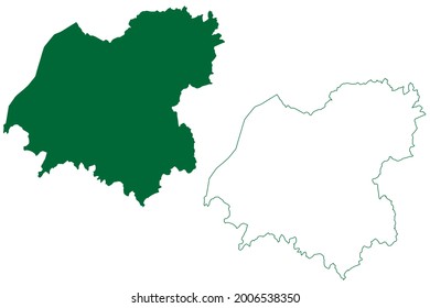 Bikaner district (Rajasthan State, Republic of India) map vector illustration, scribble sketch Bikaner map