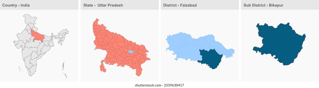 Bikapur map, Faizabad District, Uttar Pradesh State, Republic of India, Government of  Uttar Pradesh, Indian territory, Eastern India, politics, village, tourism