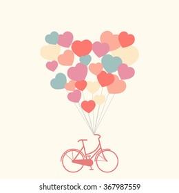 bike and air balloons heart shape