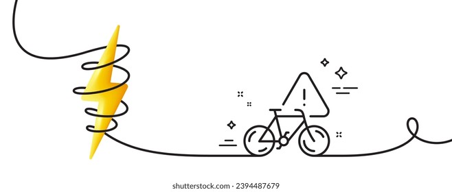 Bike-Aufmerksamkeitssymbol. Kontinuierlich eine Linie mit curl. Stadtfahrradverkehrszeichen. Warnzeichen von Velocipede. Bike Aufmerksamkeit Single Umriss Band. Loop-Kurve mit Energie. Vektorgrafik