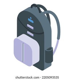 Bike backpack icon. Isometric of bike backpack vector icon for web design isolated on white background