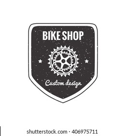 Bike badge outline vector illustration. Bike badge  icon  isolated. Bike logo symbol. Bike  logo for bicycle design. Training concept bike badge isolated logo. Bicycle badge vector isolated