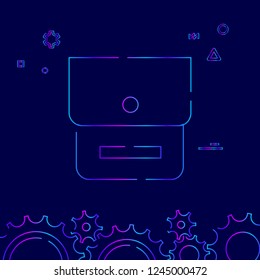 Bike Bag Vector Line Icon. Bicycle Accessory Gradient Symbol, Pictogram, Sign. Dark Blue Background. Light Abstract Geometric Background. Related Bottom Border