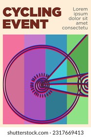 bike from behind. bauhaus style  line art cycling event poster. abstract style vector illustration