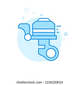 Bike Bell Flat Vector Icon. Bicycle Accessory Symbol, Pictogram, Sign. Light Flat Style. Blue Monochrome Design. Editable Stroke. Adjust Line Weight. Design with Pixel Perfection.