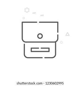 Bike or Bicycle Bag Vector Line Icon. Bicycle Accessory Symbol, Pictogram, Sign. Light Abstract Geometric Background. Editable Stroke. Adjust Line Weight. Design with Pixel Perfection.