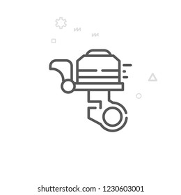 Bike or Bicycle Bell Vector Line Icon. Bicycle Accessory Symbol, Pictogram, Sign. Light Abstract Geometric Background. Editable Stroke. Adjust Line Weight. Design with Pixel Perfection.