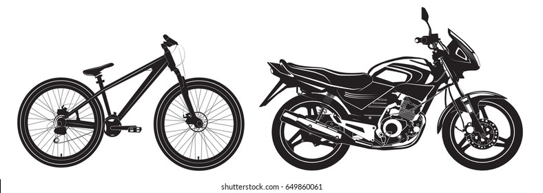Bike Bicycle black and white, sports bike, motorcycle.Vector illustration.