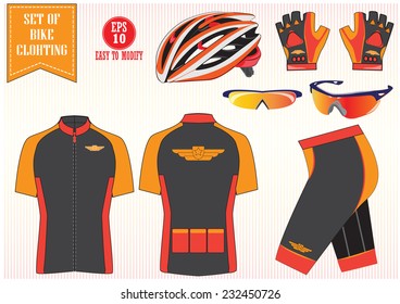 Bike or Bicycle clothing illustration, or bike to work equipment illustration, easy to modify