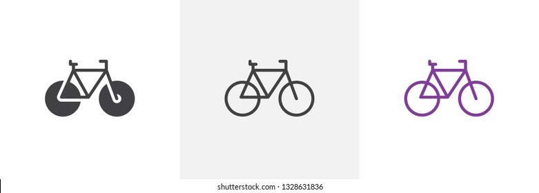 Bike, Bicycle icon. Line, glyph and filled outline colorful version, outline and filled vector sign. Cycling symbol, logo illustration. Different style icons set. Pixel perfect vector graphics