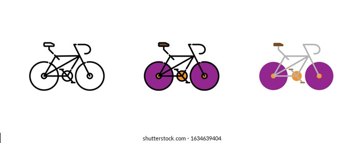 Bike bicycle icon set isolated on white background for web design 