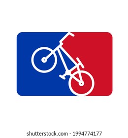 Bike Bicycle Motocross League Association Group Logo Symbol Icon Blue Red Sillhouette Vector Flat