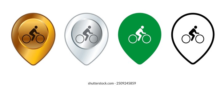 Bicicleta bicicleta lugar ponteiro localização mapa navegação destino lugar direção símbolo transporte conjunto conjunto coleção