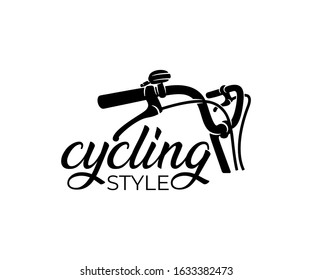 Bike and bicycle steering wheel, logo design. Bicycle, cycle or velocipede, vector design and illustration