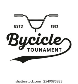 Projeto de ilustração do vetor do logotipo do volante de bicicleta e bicicleta