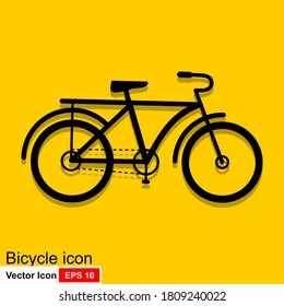 Bike. Bicycle vector icon. Concept of cycling. Go in for isolated bicycle lanes with a yellow background. Flat Trendy style for graphic design, logos, websites, and social media.