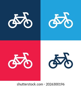 Bike blue and red four color minimal icon set