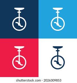 Bike blue and red four color minimal icon set