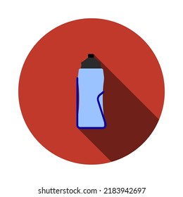 Bike Bottle Cages Icon. Flat Circle Stencil Design With Long Shadow. Vector Illustration.