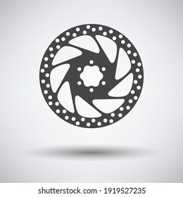 Bike Brake Disc Icon. Dark Gray on Gray Background With Round Shadow. Vector Illustration.