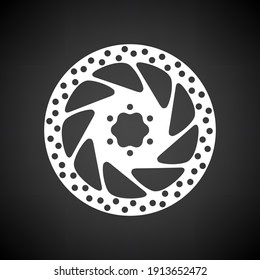 Bike Brake Disc Icon. White on Black Background. Vector Illustration.