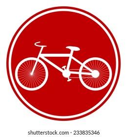 Bike button on white background. Vector illustration.