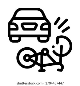 Bike And Car Accident Icon Vector. Bike And Car Accident Sign. Isolated Contour Symbol Illustration