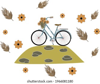 Bike in the carden flowers and leaflets