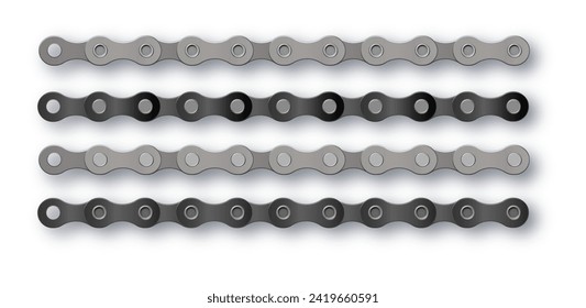 Bike chain. Bicycle Cartoon silhouette for bike chain on bicycle. Cycling line pattern. Motorcycle chain symbol. Chain machine sign. Vector