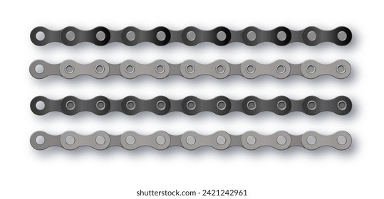 Bike chain. Bicycle Cartoon silhouette for bike chain on bicycle. Cycling line pattern. Motorcycle chain symbol. Chain machine sign. Vector