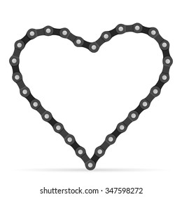 Bike chain heart on a white background.