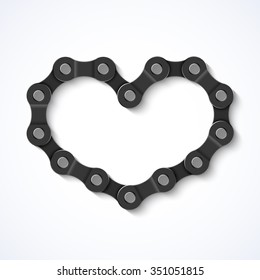 Bike chain heart. Vector.