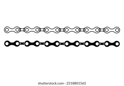 Bike chain icon. Bicycle link gear symbol. Motorcycle signs. Cycle symbols.