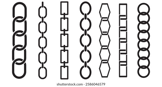 Bike chain icon. Bicycle link gear symbol. Motorcycle signs. Cycle symbols. Chain machine icons. Black color.1176