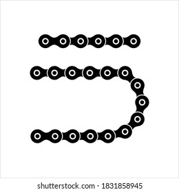 Bike Chain Icon, Drive Wheel Roller Chain Vector Art Illustration