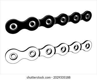 Bike Chain Icon, Drive Wheel Roller Chain Vector Art Illustration