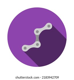 Bike Chain Icon. Flat Circle Stencil Design With Long Shadow. Vector Illustration.